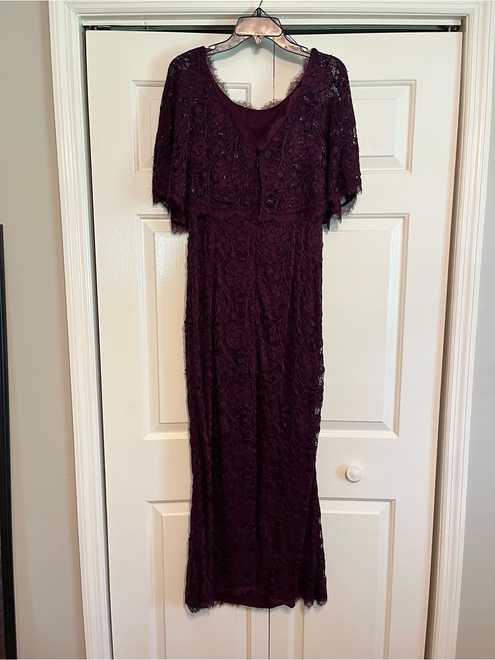 Elegant Lace Evening Dress in Deep Plum